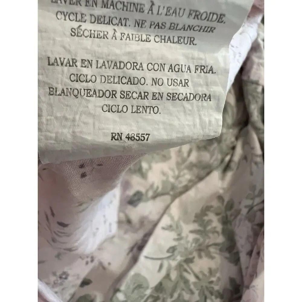 Rachel Ashwell Treasure Bohemian Pink Blue Floral Queen Duvet Cover Ruffled Edg
